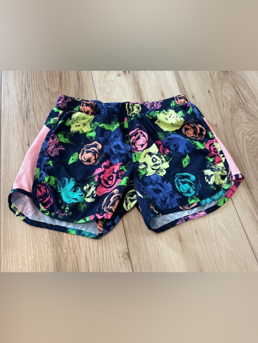 Old Navy Neon Floral Elastic-Waist Athletic Shorts - Navy Multicolor